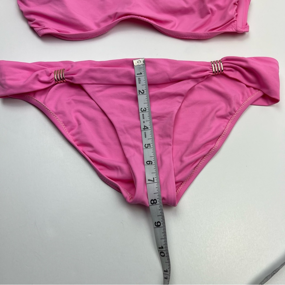 Melissa Odabash Pink Two‎ Piece Bikini Gold Accent Womens Size 8 Summer Vacation - Picture 9 of 13